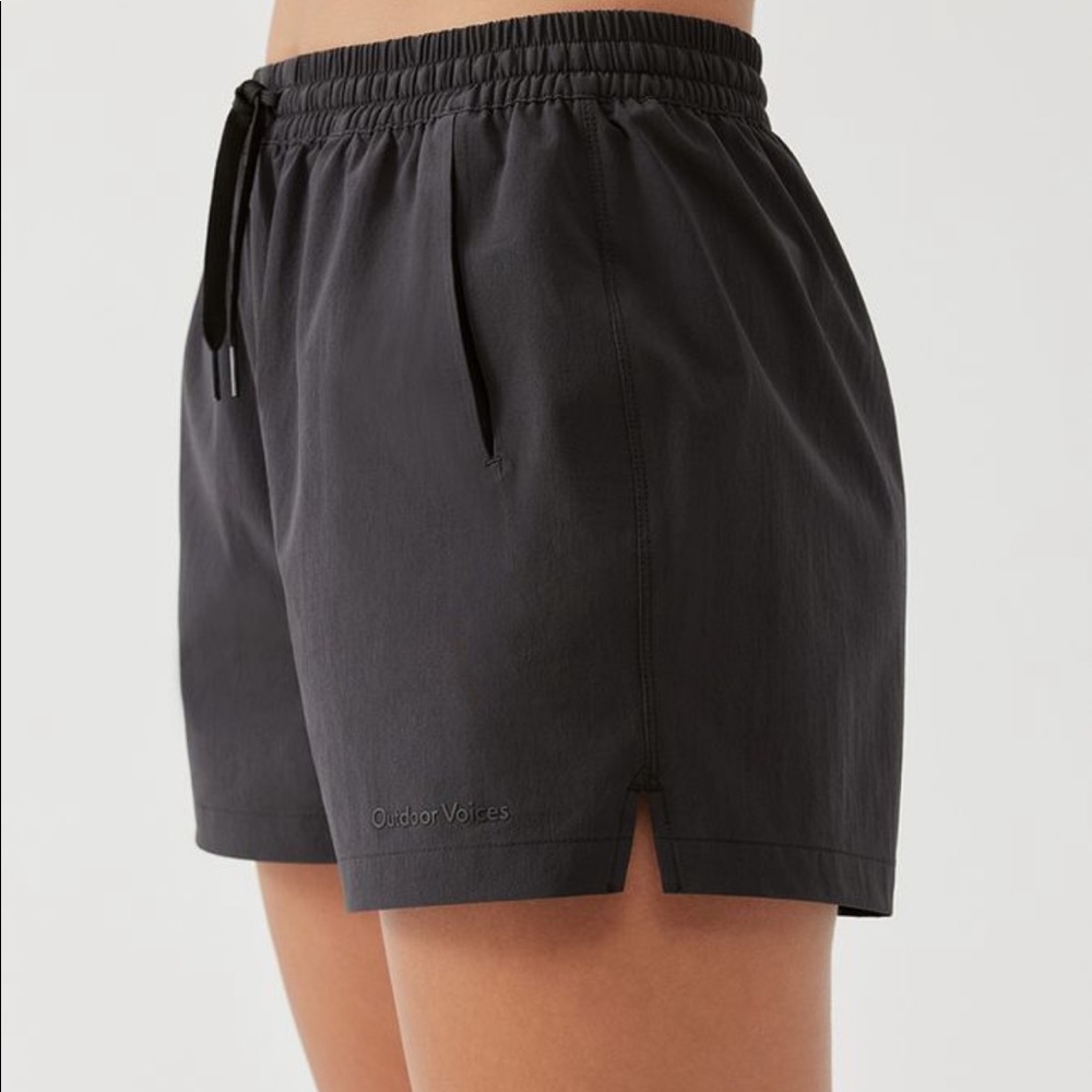 Black Outdoor Voices Doing Things shorts